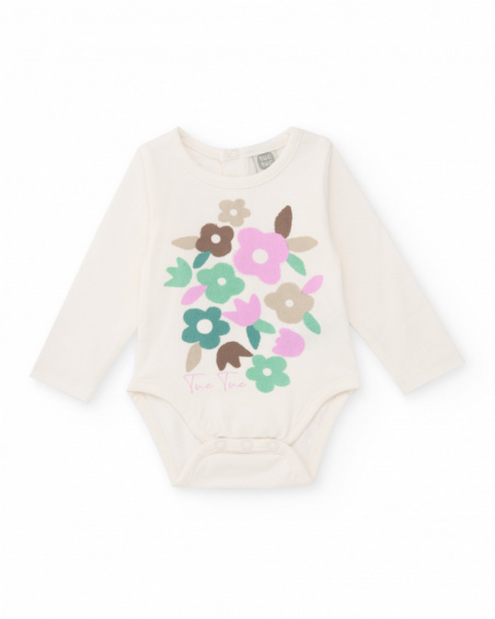 Pack of two long-sleeved bodysuits for baby girl with floral print in pastel tones. Pack of two long-sleeved bodysuits for baby girl with floral print in pastel tones.