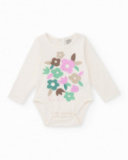 Pack of two long-sleeved bodysuits for baby girl with floral print in pastel tones. Pack of two long-sleeved bodysuits for baby girl with floral print in pastel tones.
