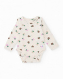 Pack of two long-sleeved bodysuits for baby girl with floral print in pastel tones. Pack of two long-sleeved bodysuits for baby girl with floral print in pastel tones.