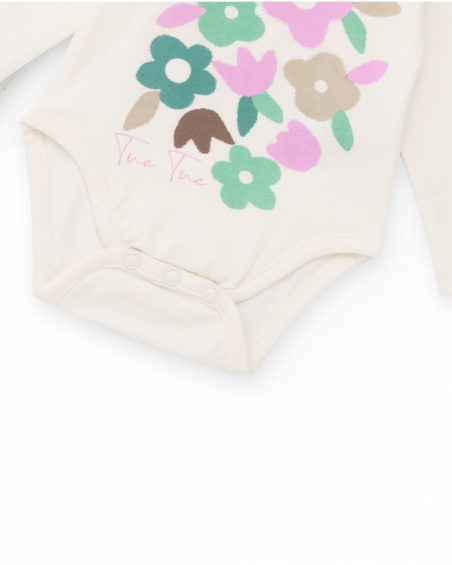 Pack of two long-sleeved bodysuits for baby girl with floral print in pastel tones. Pack of two long-sleeved bodysuits for baby girl with floral print in pastel tones.