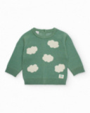 Green sweater for baby boy with cloud design Green sweater for baby boy with cloud design