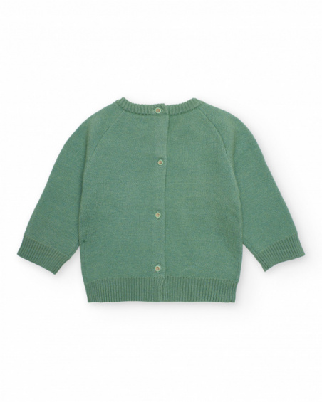 Green sweater for baby boy with cloud design Green sweater for baby boy with cloud design