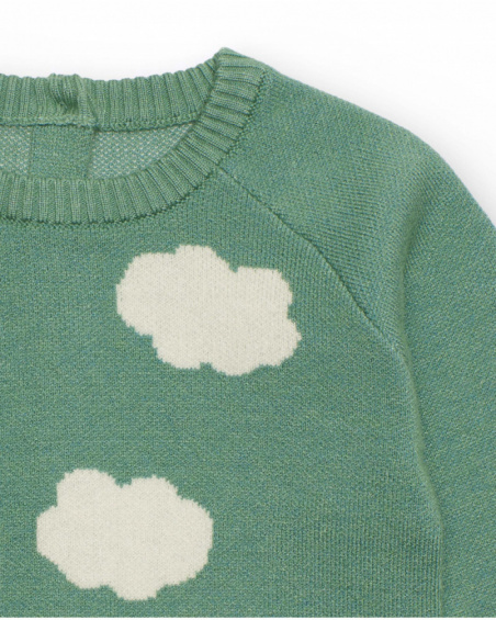 Green sweater for baby boy with cloud design Green sweater for baby boy with cloud design