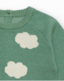 Green sweater for baby boy with cloud design Green sweater for baby boy with cloud design