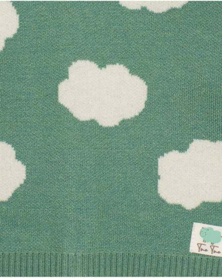 Green sweater for baby boy with cloud design Green sweater for baby boy with cloud design