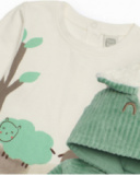 Three-piece baby boy outfit in green and white with sheep design Three-piece baby boy outfit in green and white with sheep design