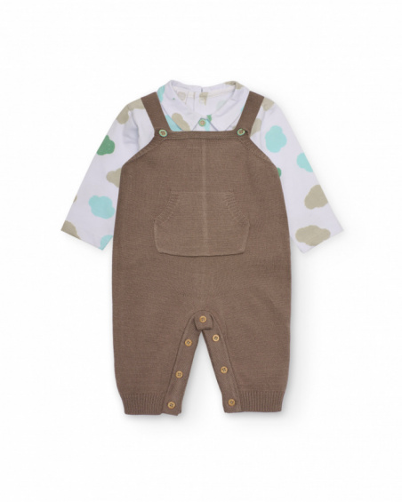 Baby boy outfit with knit dungarees and printed t-shirt Baby boy outfit with knit dungarees and printed t-shirt