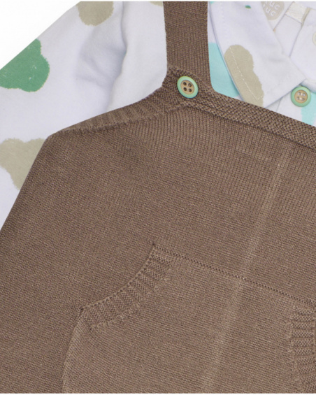 Baby boy outfit with knit dungarees and printed t-shirt Baby boy outfit with knit dungarees and printed t-shirt
