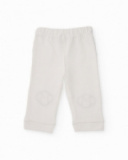 Baby boy outfit with white sweatshirt and pants featuring animal faces Baby boy outfit with white sweatshirt and pants featuring animal faces