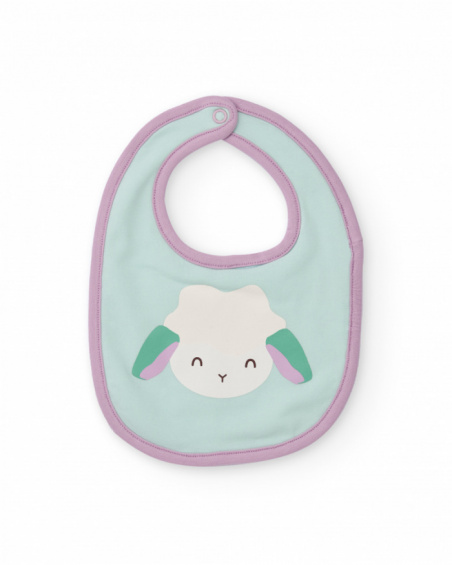 Two-pack of baby girl bibs with sheep and floral print in pastel tones Two-pack of baby girl bibs with sheep and floral print in pastel tones