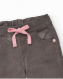 Baby girl outfit with pink blouse featuring a penguin print and gray pants Baby girl outfit with pink blouse featuring a penguin print and gray pants