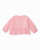 Baby girl outfit with pink blouse featuring a penguin print and gray pants Baby girl outfit with pink blouse featuring a penguin print and gray pants