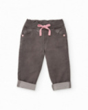 Baby girl outfit with pink blouse featuring a penguin print and gray pants Baby girl outfit with pink blouse featuring a penguin print and gray pants