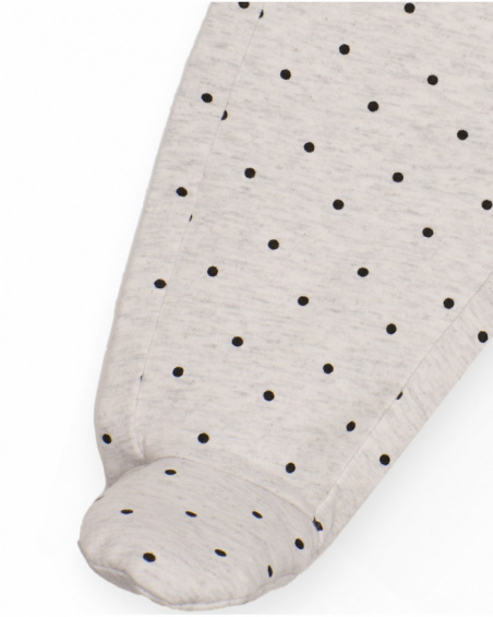 Set of t-shirt and pants for girl in grey with panda print and polka dot details. Set of t-shirt and pants for girl in grey with panda print and polka dot details.