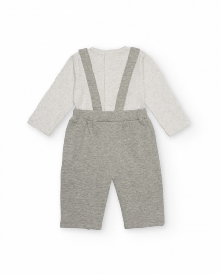 Knit romper for baby boy in grey with penguin design Knit romper for baby boy in grey with penguin design