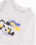 Baby boy outfit with white t-shirt and grey pants Baby boy outfit with white t-shirt and grey pants