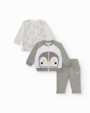 Three-piece baby boy set with sweatshirt, long-sleeve t-shirt, and pants Three-piece baby boy set with sweatshirt, long-sleeve t-shirt, and pants