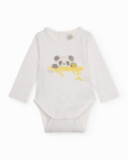 Two-pack of knit bodysuits for baby boy in white and grey with penguin and panda print Two-pack of knit bodysuits for baby boy in white and grey with penguin and panda print
