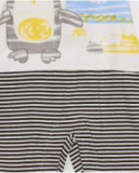 Knit romper for newborn in white and black with penguin and landscape print