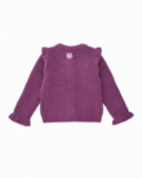 Knit sweater for girls in purple color with heart embroidery Knit sweater for girls in purple color with heart embroidery