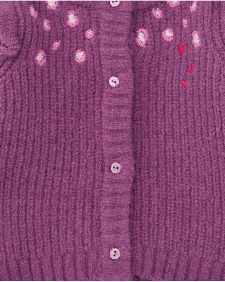 Knit sweater for girls in purple color with heart embroidery Knit sweater for girls in purple color with heart embroidery