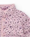 Quilted parka for newborn in pink with flowers and hearts print