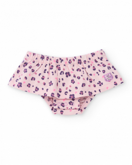 Girl’s outfit with ivory blouse featuring heart print and floral print bloomer shorts. Girl’s outfit with ivory blouse featuring heart print and floral print bloomer shorts.