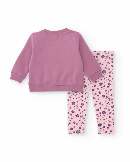 Set of sweatshirt and leggings for girls in purple color with leopard print Set of sweatshirt and leggings for girls in purple color with leopard print