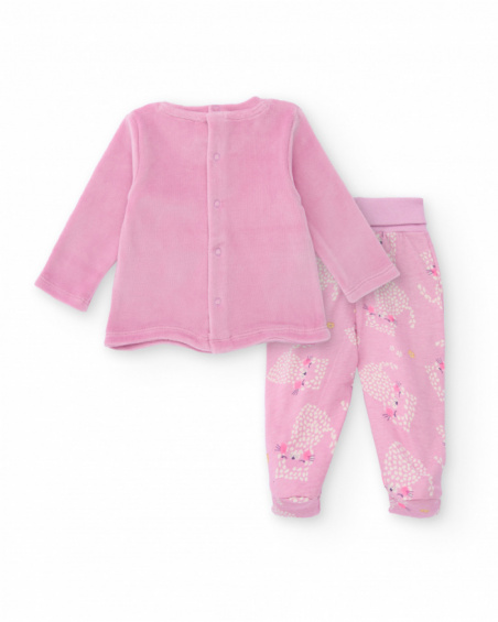 Set of t-shirt and pants for girls in pink color with leopard print Set of t-shirt and pants for girls in pink color with leopard print