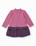 Knit dress for girls in pink with a purple skirt and swan print Knit dress for girls in pink with a purple skirt and swan print