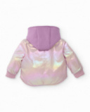 Shiny pink metallic-effect parka with hood for girls Shiny pink metallic-effect parka with hood for girls