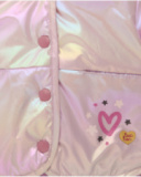 Shiny pink metallic-effect parka with hood for girls Shiny pink metallic-effect parka with hood for girls