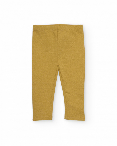 Shiny gold leggings for baby girls, perfect for adding an elegant and comfortable touch to any Shiny gold leggings for baby girls, perfect for adding an elegant and comfortable touch to any