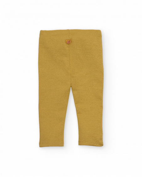 Shiny gold leggings for baby girls, perfect for adding an elegant and comfortable touch to any Shiny gold leggings for baby girls, perfect for adding an elegant and comfortable touch to any