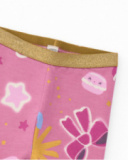 Knit leggings for girls in pink with macaron print. Knit leggings for girls in pink with macaron print.
