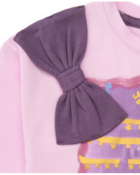 T-shirt for girls in pink with ballerina print and decorative bow. T-shirt for girls in pink with ballerina print and decorative bow.