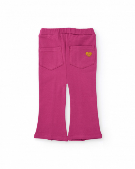 Flared pants for girls in fuchsia. Flared pants for girls in fuchsia.