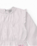Long-sleeved blouse for girls in white with ruffle detail. Long-sleeved blouse for girls in white with ruffle detail.