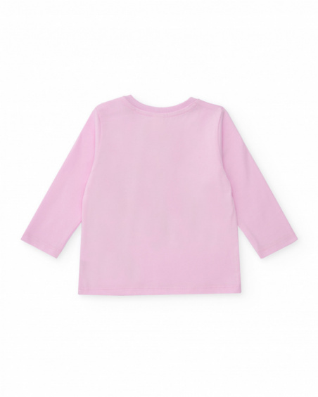 Knit pajamas for girls in pink with macaron print.