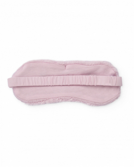 Plush sleep mask for girls in pink with embroidered face.