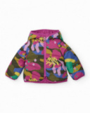 Padded jacket for girls in fuchsia with hood and bow belt. Padded jacket for girls in fuchsia with hood and bow belt.