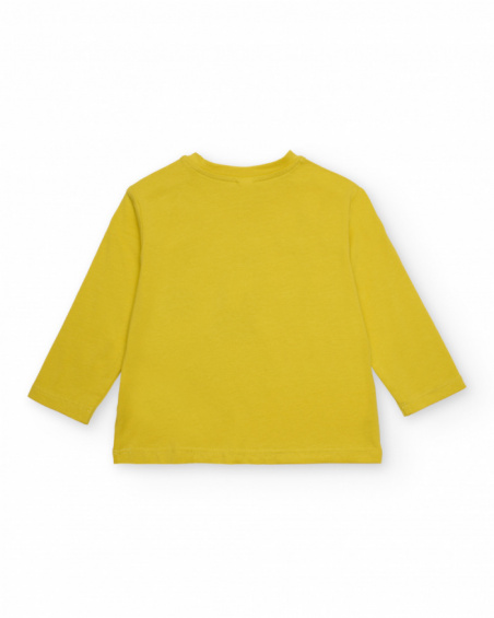 Long-sleeved t-shirt for girls in yellow with mushroom print. Long-sleeved t-shirt for girls in yellow with mushroom print.