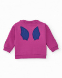 Fuchsia sweatshirt for girls with monster face design and 3D applications. Fuchsia sweatshirt for girls with monster face design and 3D applications.