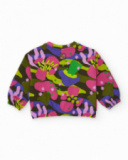 Sweatshirt for girls with multicolor floral-inspired print and decorative bow. Sweatshirt for girls with multicolor floral-inspired print and decorative bow.