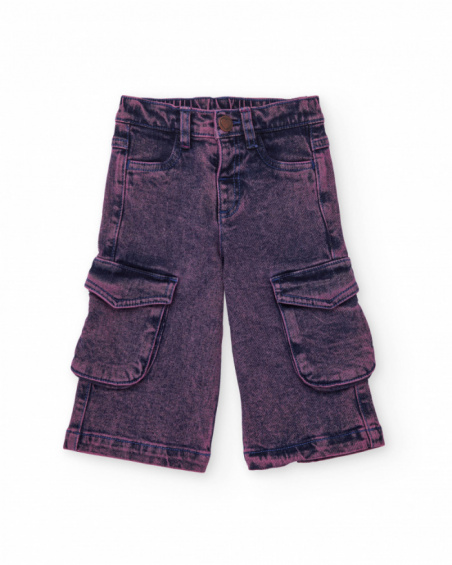 Purple denim cargo pants for girl Purple denim cargo pants for girl