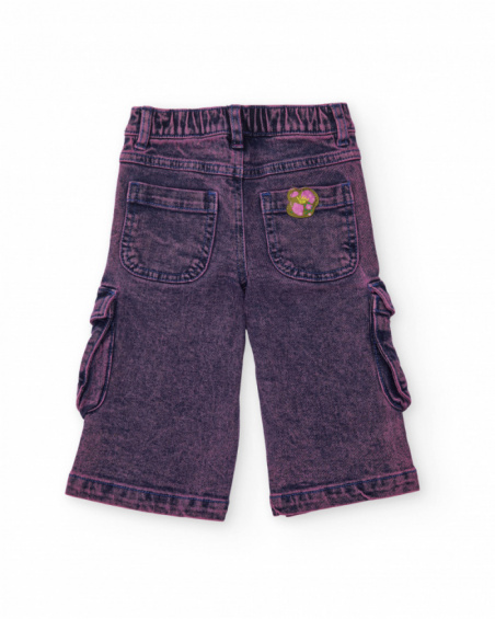 Purple denim cargo pants for girl Purple denim cargo pants for girl