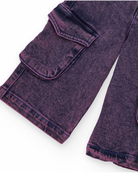 Purple denim cargo pants for girl Purple denim cargo pants for girl