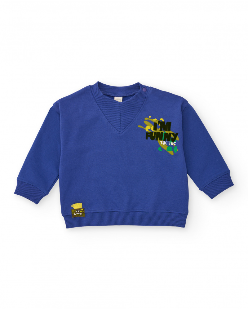Sudadera de niño color azul con estampado "I'M FUNNY" en el