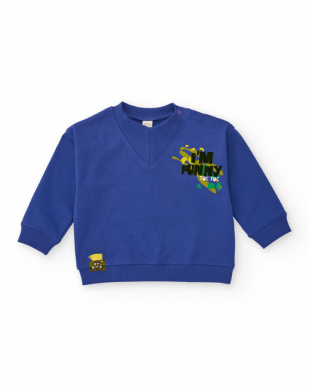 Boys' blue sweatshirt with "I'M FUNNY" print on the chest. Boys' blue sweatshirt with "I'M FUNNY" print on the chest.