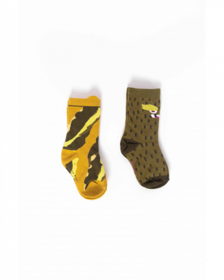Boys' sock set with camouflage print and monster design. Boys' sock set with camouflage print and monster design.
